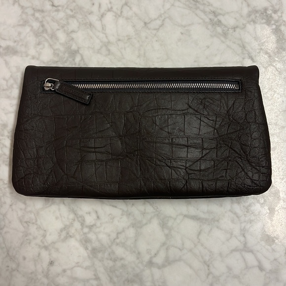 Saint Laurent West Hollywood Grey Leather Croc Embossed Clutch Bag YSL 🖤 - Picture 5 of 5